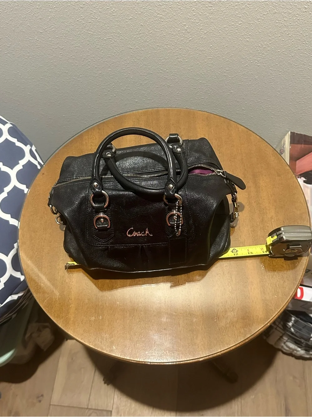Authentic Y2K Coach Ashley Black Pleated Leather Satchel F15445